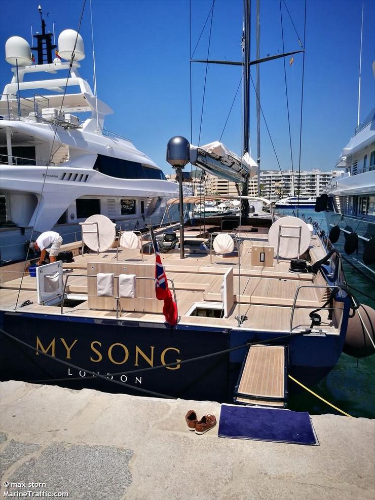 Carbon fiber gangway with teak, led and quick release stanchions on a Baltic Yachts sailing yacht - Finish like the yacht